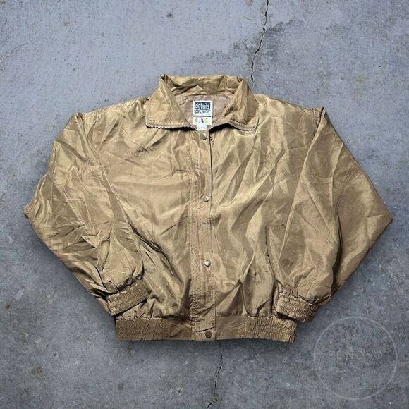 Vintage Details Sportswear Women's Snap Zippered Winbreaker Jacket Large Brown - Picture 1 of 7